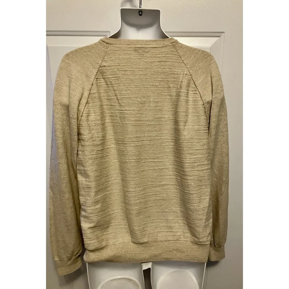 J Crew Men's Heritage All Cotton‎ Sweater Polo Medium Beige Long Sleeve